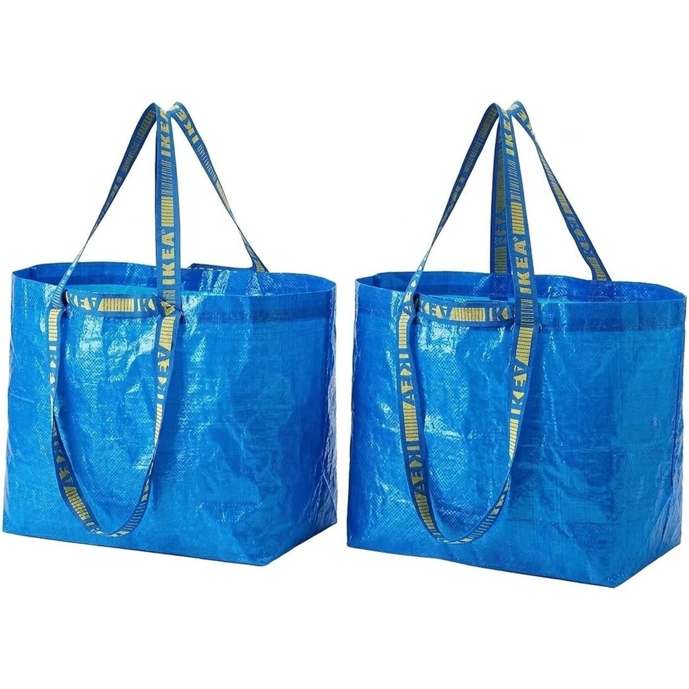 IKEA FRAKTA Blue Storage Shopping Bags Set of 2 Large Reusable Tote 206.111.08